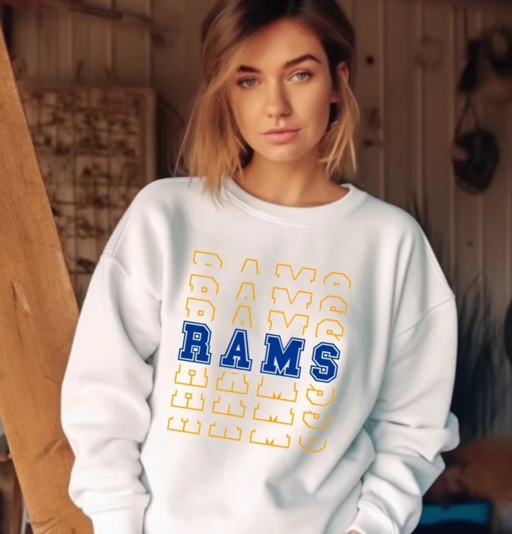 Rams GLITTER Tee Football Unisex Shirt Hoodie Ladies LA NFL House